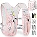 BECOJADDE Running Vest Hydration Backpack for Men Women, 5L Lightweight Running Backpack Hydration Pack for Marathon, Trail, Cycling, Hiking, Jogging Pink