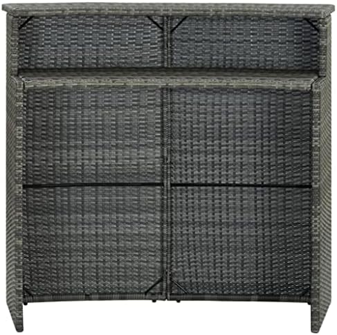 vidaXL Garden Bar Table Outdoor Counter Pub Desk Garden Bar Counter Table Coffee Tea Desk Outdoor Garden Patio Furniture Black Poly Rattan