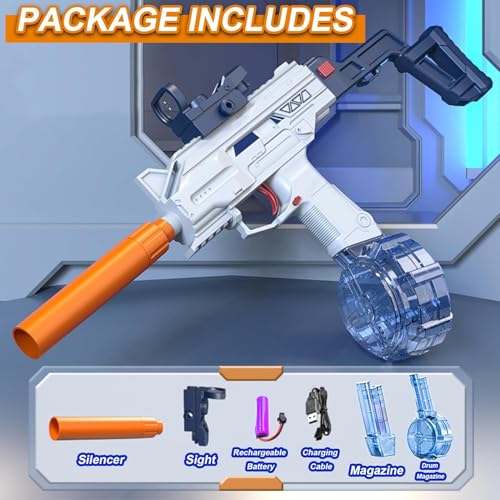 Image of Toyshine Uzi-SMG Electric Automatic Powerful Water Gun Toy with 30-35Ft Range | 500CC+60CC Large Capacity | Rechargeable | High Pressure Mechanism for Kids Holi Party and Outdoor Water Fun
