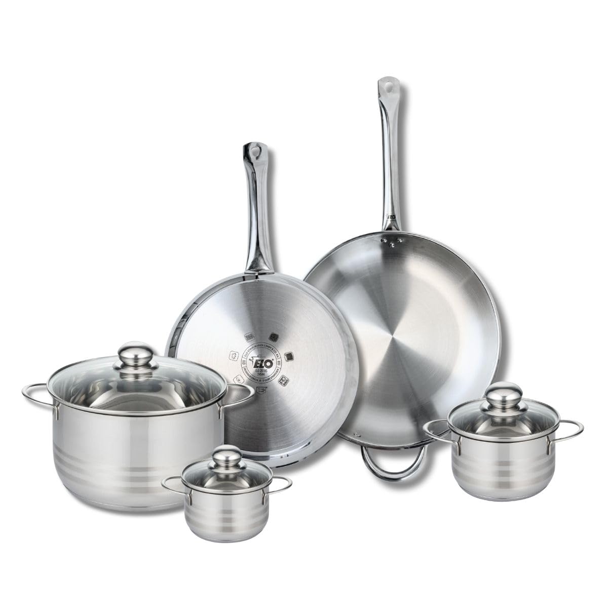 Elo Batterie cuisine 2 poêles 28/32 cm et 3 faitouts 12/14/24 cm