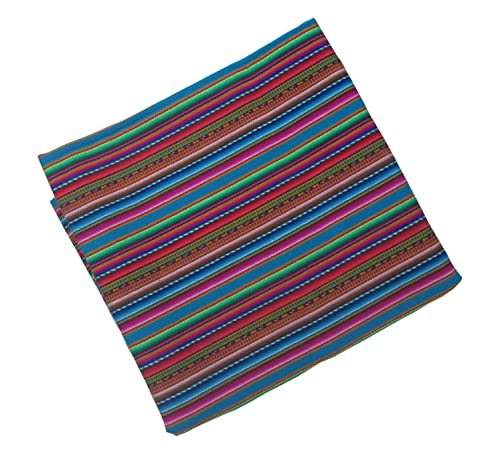 Tablecloth Ethnic Boho Colorful Bolivia, Ecuador Peru Peruvian Fabric Cotton Mantahandloomed 48" Wide X 90" Fair Trade Peru (Blue) #TOP1
