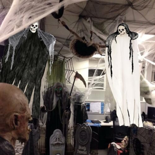 Decoração Assustadora Caveira Suspensa Halloween Fantasma Decoração Porta Halloween