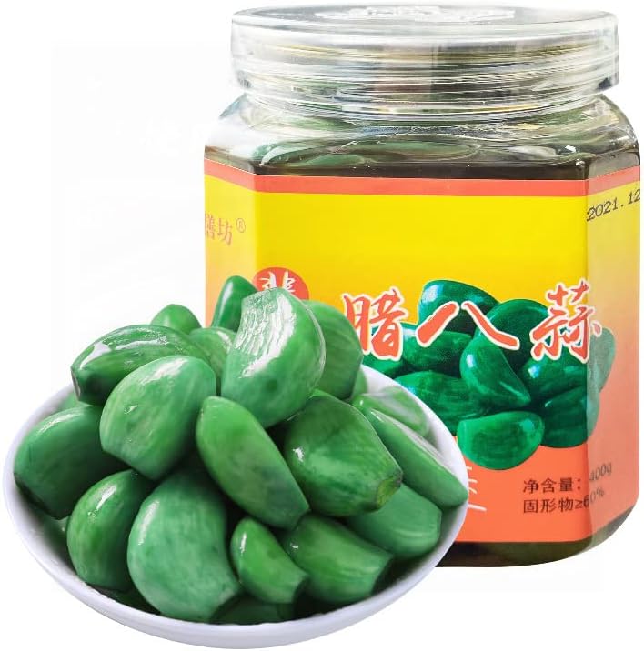 Shandong Laba Garlic, Sweet and Sour Garlic, Fresh Emerald Green Garlic, Garlic Pickle, Pickled Vegetable, Sugar Garlic, Shandong Specialty Pickled Pickles (50g/bag,1pc)