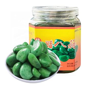 Laba Garlic, Fresh Emerald Green Garlic, sweetened garlic,Sweet and Sour Garlic, garlic pickle, Pickled Vegetable, Sugar Garlic,Pickled garlic,jade garlic,Sour and Spicy Garlic 400g/Can,1pcs