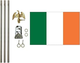 Ireland 3x5 ft Outdoor Flag and Flag Pole Set, Combination Comes with a 3x5 ft Polyester Flag a 6 ft long 3/4 inch Diameter Aluminum Pole with Bracket (Ireland)