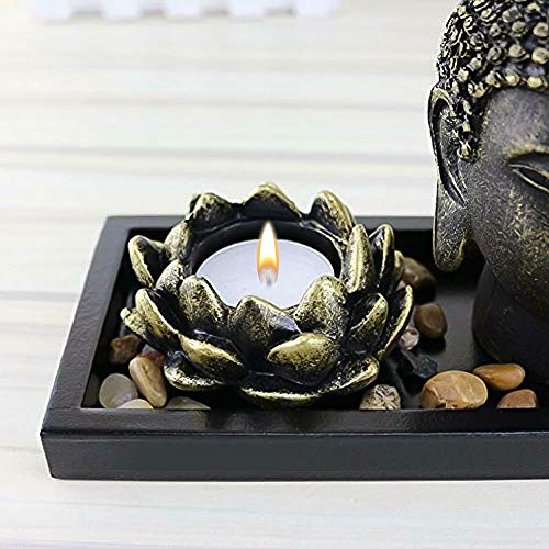Tabletop Zen Rock Garden With Buddha And Tea Light Candle Holder - (11"X4.5"X5") #TOP4