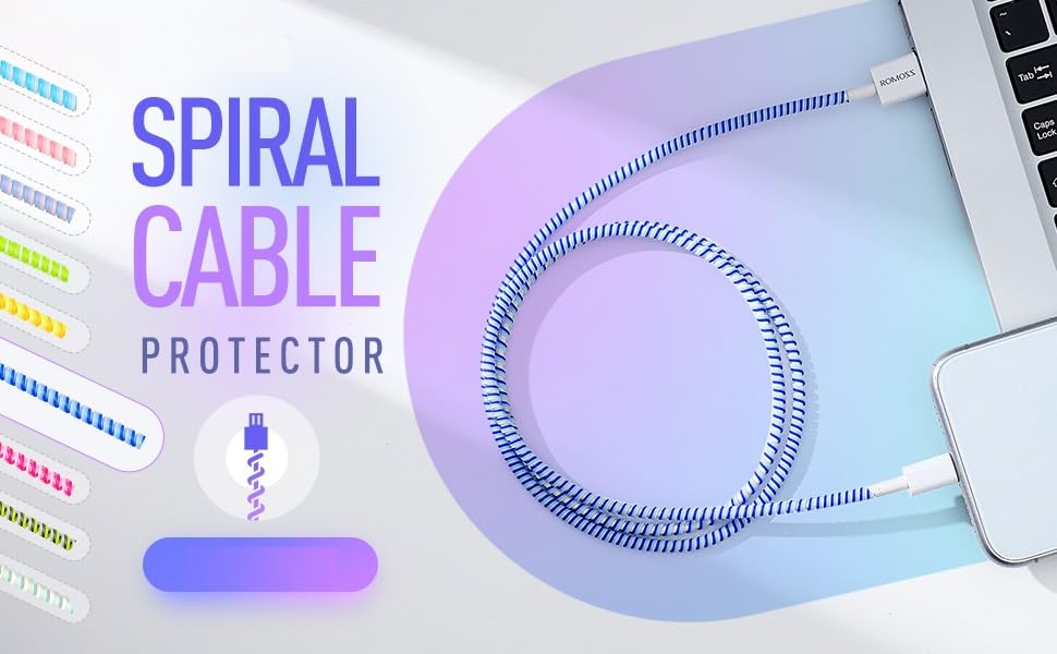 Image of EMPOISON Spiral Cable Protector, Black, 1.5m, Protects USB, HDMI, Ethernet Cables, Modern Design, Wrap-Around Installation, 1 Count