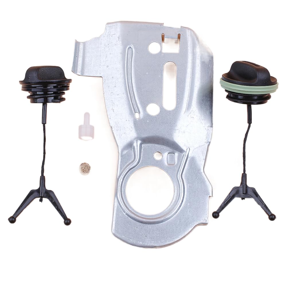 Kit de tapa de aceite de combustible con respiradero de ventilación de tanque de placa de bomba de aceite Compatible con modelos de motosierra 340 345 350 2150 2145 2141