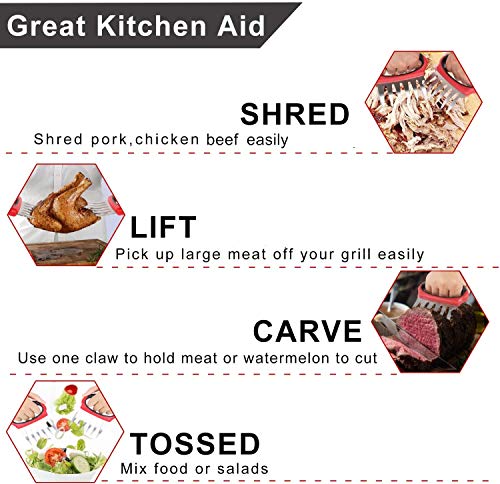 Scn Bear Claws Meat Shredder-Bbq Claws Stainless Steel Fork Set For Shredding Pulling Lifting Pork Chicken Beef With Heat Insulated Handel Set Of Two Barbecue Grilling Tool #TOP1