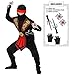 W WIDMANN MILANO Party Fashion - Children's Ninja Costume with Weapon Set, Japanese Warrior, Warrior