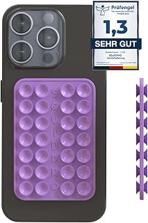 ECO - Saugnapf Handyhalterung, doppelseitig, abnehmbar, freihändig, rutschfest, starker Halt für Kurze Selfies und Videos, kompatibel mit iPhone und Android, 6 x 9 cm (Veiled Purple)