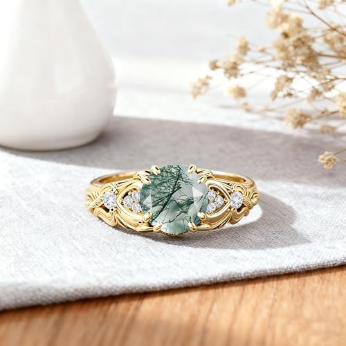 Image of Gemstone Vintage Rings for Women s925 Sterling Silver Round Cut 1.0 Carat Gemstone with Moissanite Promise Engagement Anniversary Ring for Her