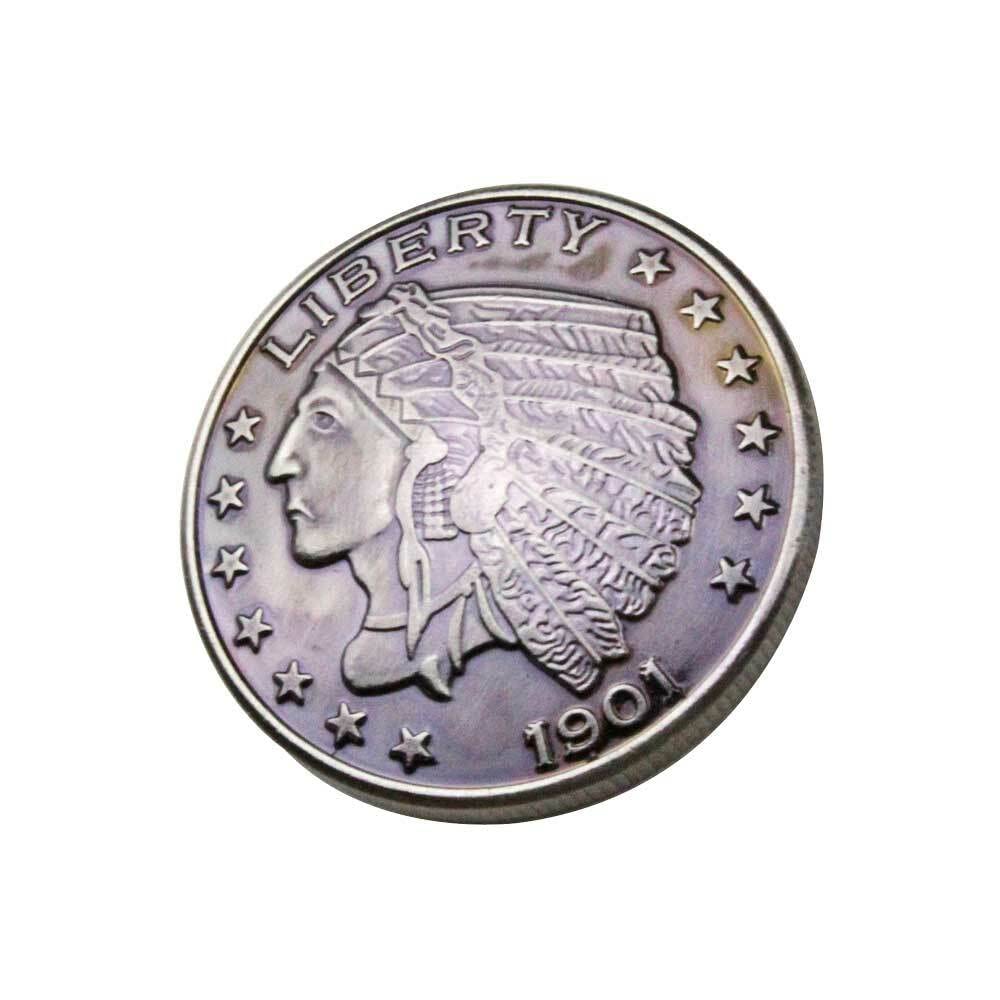 Aeromach CI-1045D Antique Nickel Indian Head Power Button Cover for 2014+ Indian Chief, Chieftain, Dark Horse, Springfield & Roadmaster Models - 1901"