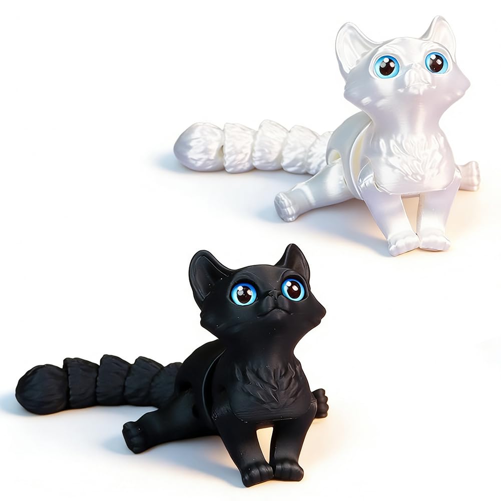 HATFRYF 3D Printed Cat, 3D Printed Animals Fidget Toys, Cat Articulated Animal Toy, 3D Printted Animal Toys Gift for Kids and Adult, Cats Articulating Figures for Desk Decoration Home Display