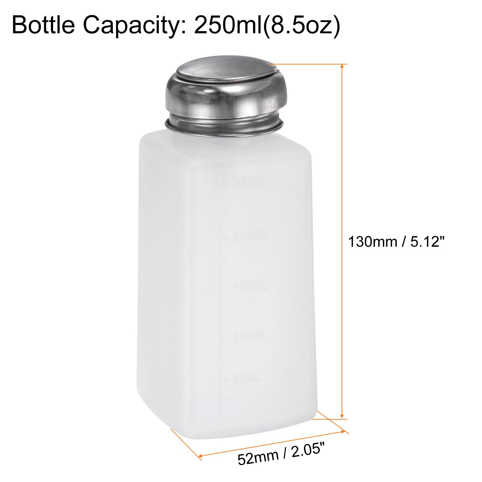 QUARKZMAN 2pz Distributore Alcool Solvente 250ml(8.5oz) Tipo Pressione Pompa Erogatrice Liquidi Antispruzzo Sicura Esd Coperchio Sigillante Acciaio Inossidabile per Detergente Acetone Bianco
