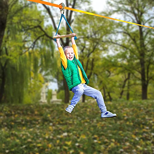 Hooroor Slackline Pulley With 52Ft Zipline, Monkey Bar, Most Accessory For Ninja Warrior Obstacle Course For Kids&Adults Backyard, Outdoor Toys Gifts Playset Jungle Gym,Easily Carry&Install #TOP5