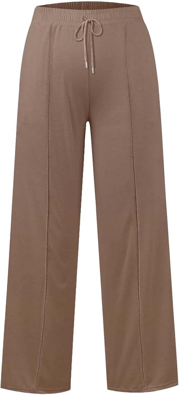 SHAOBGE Oversized Wide Leg Sweatpants Women Elastic Drawstring Straight Leg Sweatpants Low Waisted Baggy Lounge Pants Pocket