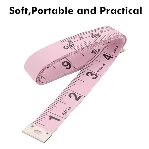 Miniatura 5 de 2 cintas métricas para cuerpo, cinta métrica suave para tela de costura corporal, cinta métrica de tela a medida, 72 pulgadas/5.9 ft, llavero rosa,