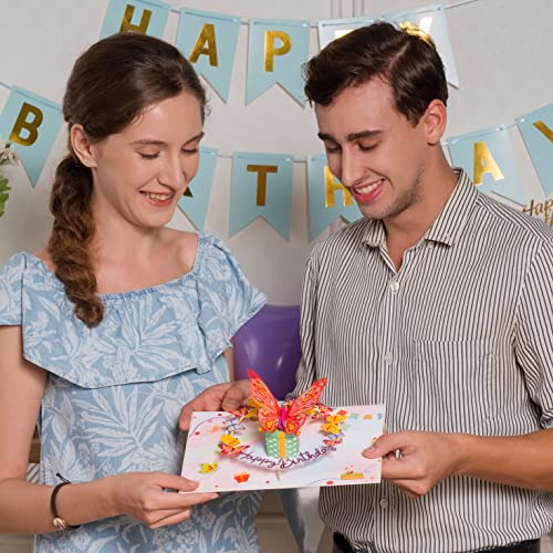 Paper Love 3D Pop Up Birthday Card, Butterfly, For Adults And Kids - 5" X 7" Cover - Includes Envelope And Note Tag #TOP3