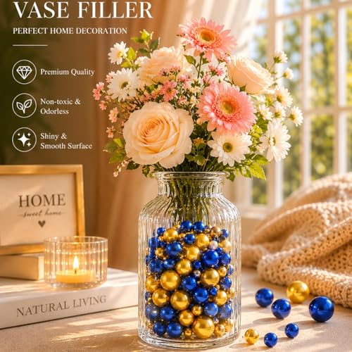 Cuentas para velas flotantes y centros de mesa de boda con perlas decorativas UDU azul 3