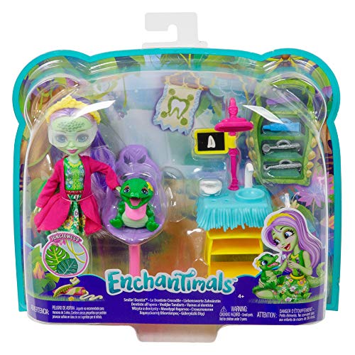 Enchantimals Zahnarztpraxis Spielset mit Andie Alligator-Puppe (15 cm), Tierfigur und über 10 Zubehörteilen – Bild 7