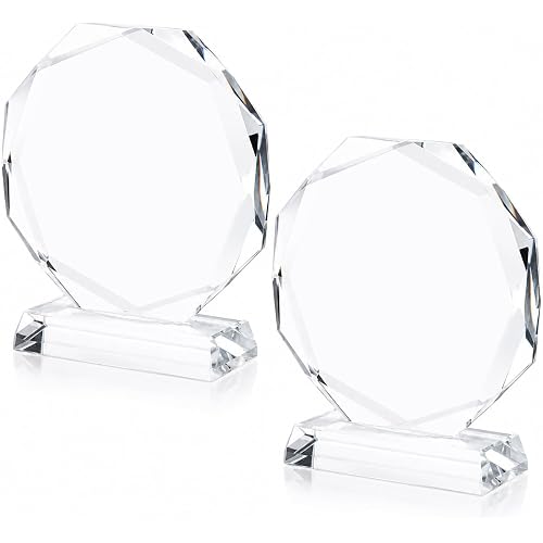 BESPORTBLE Crystal Trophy Award Plaque - 3.93 Inch Transparent Glass Trophy for Talent Shows Festivals and Parties - Blank Crystal Award for Employee Recognition and Achievement