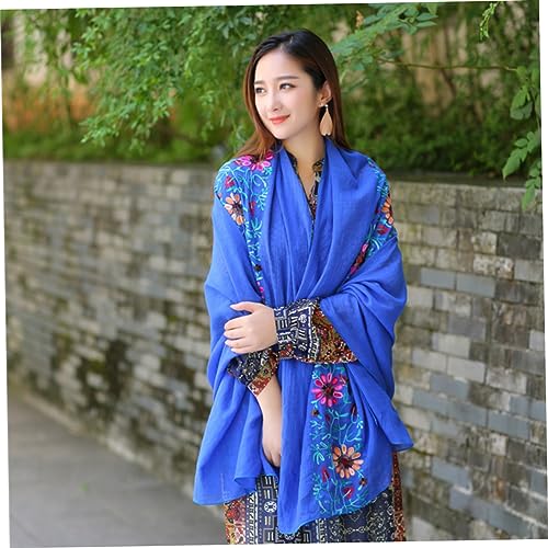 Didiseaon Floral Embroidered Cotton Linen Scarf Women Gauze Headwrap for Dress Embroidery Design3