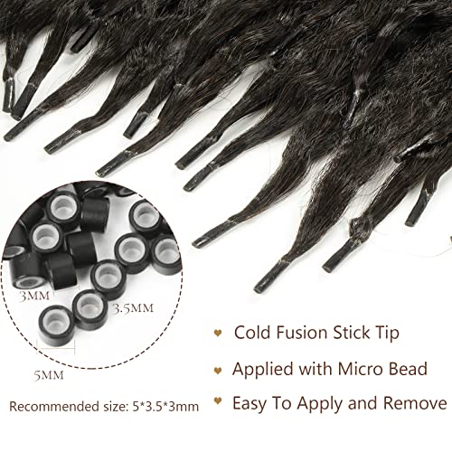 Kinky Straight Itip Human Hair Extensions For Black Women Natural Black Coarse I Tip Hair Extensions Brazilian 100 Strands I Tip Extensions Human Hair Fusion Hairpiece Invisible 100G 16 Inch #TOP5