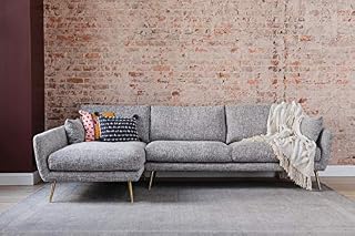 Edloe Finch Modern Sectional Sofa Left Facing Chaise Cruelty-free Synthetic Feather Cushions, Grey