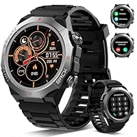 Militaire Montre Connectée Homme Femme avec Appel Bluetooth, 1.39" HD Smartwatch Motre Sport avec 110+ Modes Sportifs, Podometre Cardiofrequencemetre Sommeil, Etanche IP68 pour Android/iOS, Noir