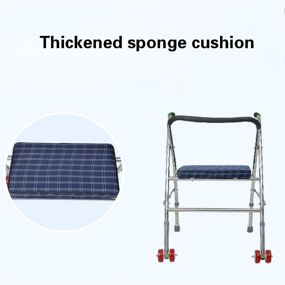 Andador para Ancianos,Bastón, Andador Con Asiento Y Ruedas Para Personas Mayores Transporte Plegable Regulable