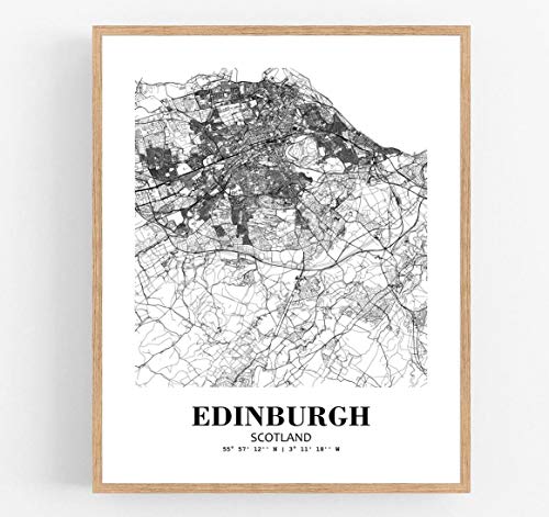 Eleville 8X10 Unframed Edinburgh Scotland City View Abstract Road Modern Map Art Print Poster Wall Office Home Decor Minimalist Line Art Hometown Housewarming wgn315