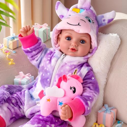 BABESIDE Baby Doll Girl - 15-Inch Realistic Baby Doll with Blue Eyes, Soft Body in Unicorn Outfit Life Like Baby Dolls That Look Real for 4 5 6 7 8 9...