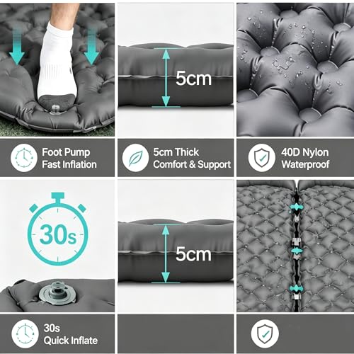 Matelas de couchage autogonflant pour camping durable et lit d'appoint ultra-confort - 5