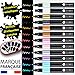 Feutres marqueurs métallisés métalliques pailletés, 12 couleurs, pour scrapbooking album photos, dessins, coloriage, déco, multi-supports, avec 20 étiquettes noires autocollantes adhésives en cadeau
