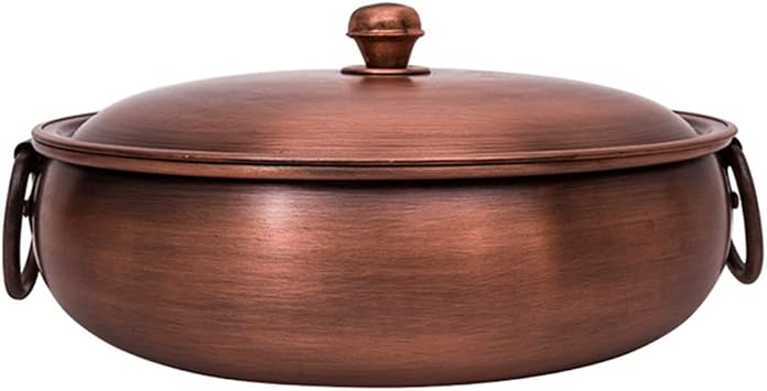 Extra-Thick Copper Hot Pot Pure Handmade Household Induction Cooker Pure Copper Pot Retro-shabu Lamb Soup Copper Pot34cm Brass 26cm