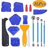 BUYGOO 16Pcs Caulking Tool Kit Silicone Sealant Finishing Tool (Blue) + Caulk Finishing Tools Metal ball Tile Floor Joint Repair Kit for Bathroom Kitchen