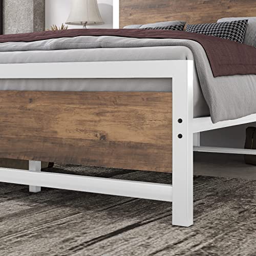 Hombck Queen Bed Frame, Queen Platform Bed Frame With Wood Headboard And Footboard, Heavy Duty Steel Slat Supports, Under Bed Storage, No Box Spring Needed, Easy Assembly, Noise Free, White #TOP7