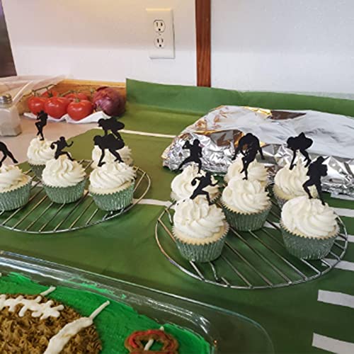 24 Pcs Football Cupcake Toppers Rugby Ball Sport Super Ball Cupcake Toppers For Boys Birthday Party #TOP2
