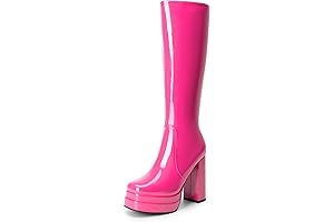 Women's Platform Heeled Knee High Gogo Boots, Long Chunky Heel Boots for Fall