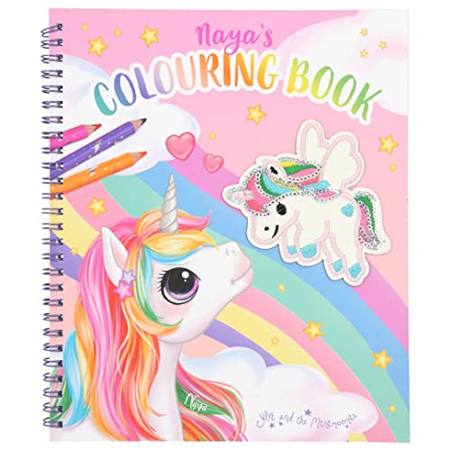 Depesche Ylvi 11580 - Libro para colorear con lentejuelas de unicornio (40 páginas para colorear y pintar, incluye muchas pegatinas, aprox. 24 x 20,5 cm) carbón