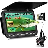 [FishPRO® 𝟐𝟎𝟐𝟔 New] [Adjustable Focus] NO.1 HD 1080P Underwater Fishing Camera 7'' IPS, w/DVR-32GB -10,000mAh, Ice Fishing Camera Underwater, Fish Finder for Boat Ice Lake Fish, USB-C/LED+IR/82FT