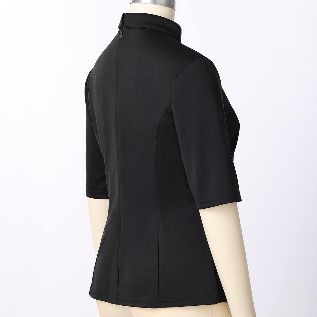 Womens Church Clergy Shirt with Tab Collar Spring/Summer Half Sleeve Slim Blouse Top - Image 5