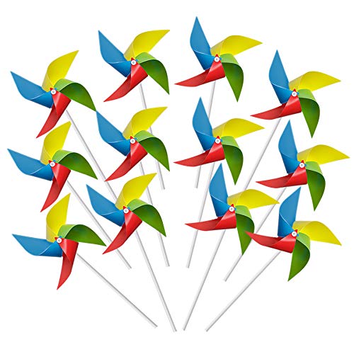 Tsocent 4 Colors Mixed Pinwheels (Pack of 36) - Party Favors Plastic Toy Pinwheels Educational Wind Spinners 36 Pcs Gifts for Kids - Outdoor Decorational Pinwheels Windmill for Yard and Garden