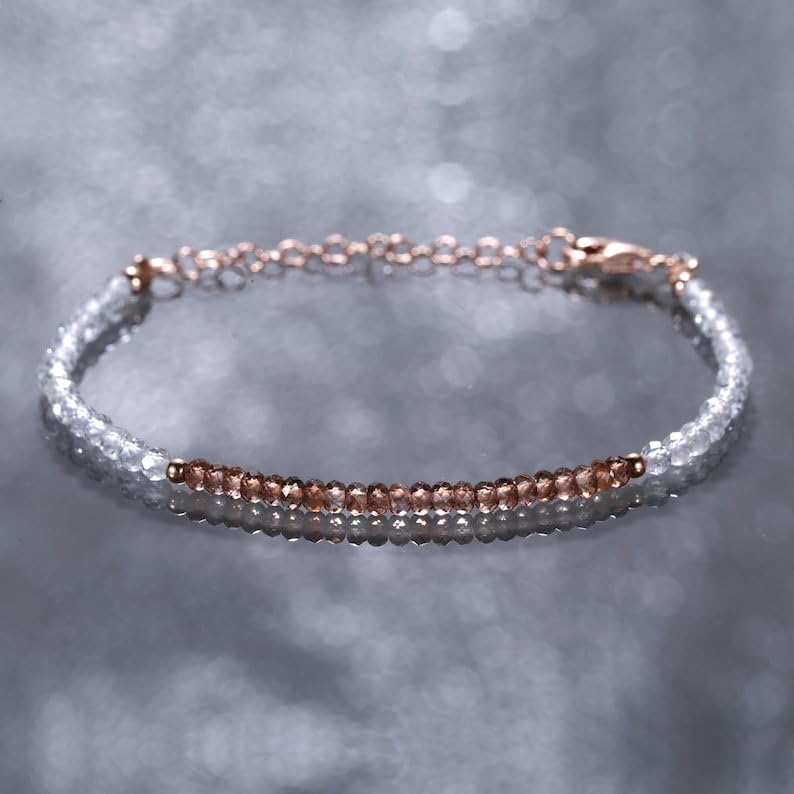 Bracelet andalouse perles facettées fin bijoux stacking layering argent - 2