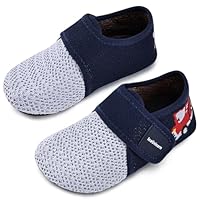 IceUnicorn Hausschuhe Kinder Atmungsaktive Pantoffeln Leicht Rutschfest Turnschläppchen Hüttenschuhe Jungen Mädchen Slippers für Kindergarten(Blau Feuerwehrauto,28/29EU)