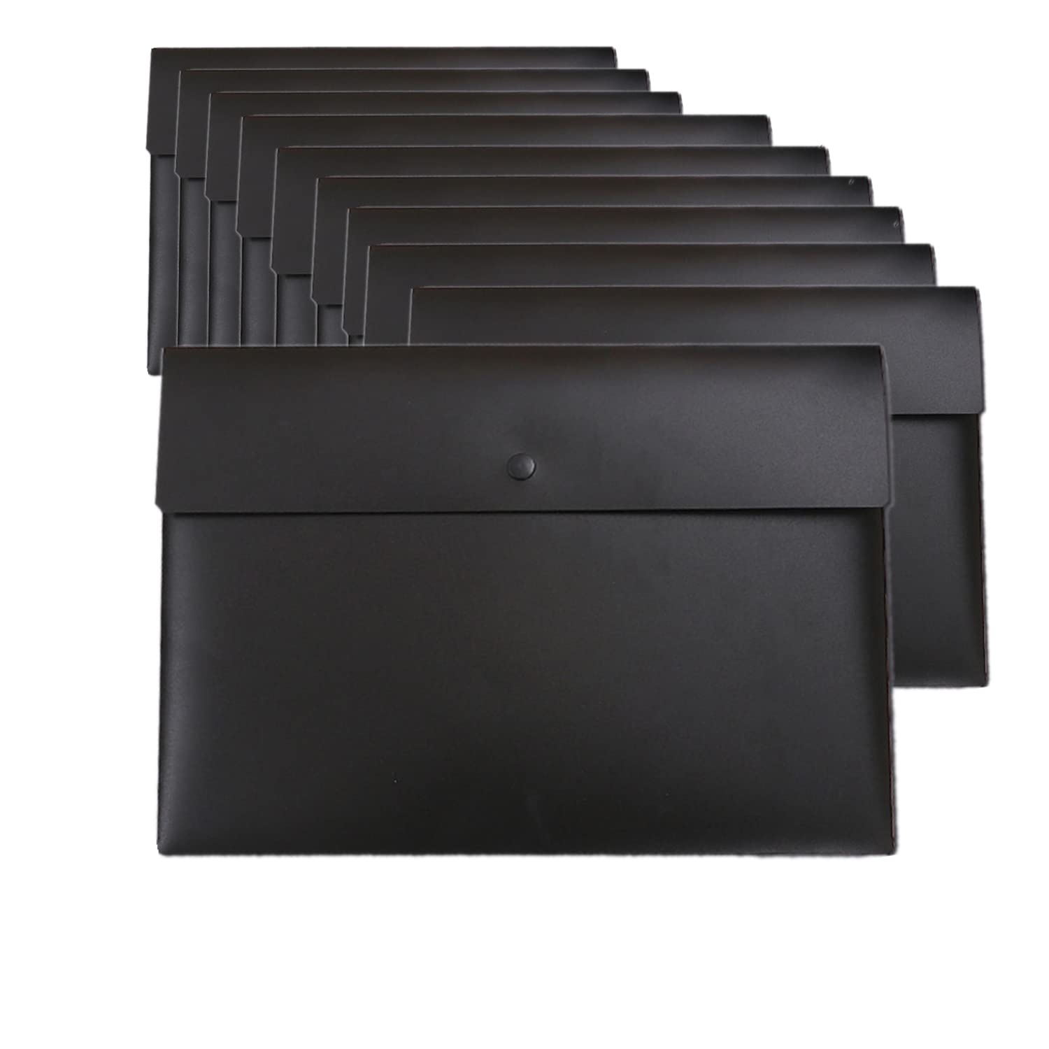 File Folder Plastic Envelopes Poly Envelopes Folder File Bags Clear Waterproof Document Folders with Snap Button Closure for School Home Work Office