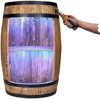 weeco Fassbar LED with Bottle Opener - Wooden Barrel - Barrel Shelf Drinks Cabinet Bar Rack Storage Cabinet Barrel Decoration for Wooden Shelf Wine, Whisky Beer Glasses and Bottles (Dark Brown/Wenge)