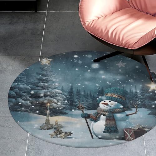 Alfombra de muñeco de nieve navideña pequeña lavable de comedor 3