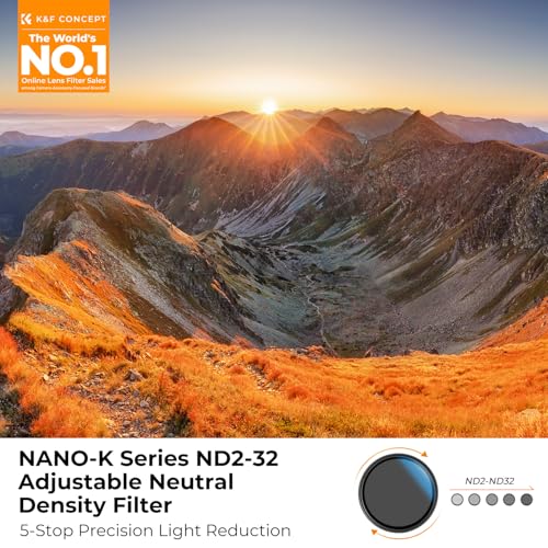 K&F CONCEPT 37mm Variable ND2- ND32 Filter, 5-stop Adjustable ND Waterproof Optical Glass(Nano-K Series)